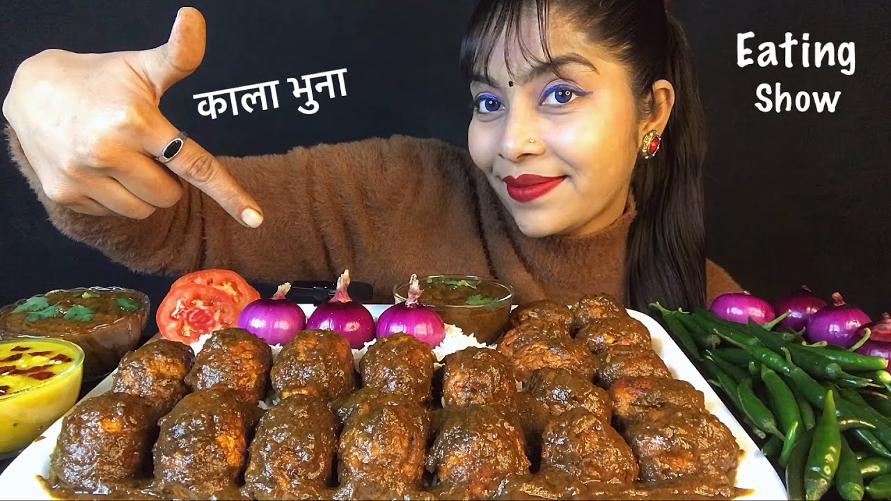 EATING EXTRA SPICY KALA BHUNA EGG CURRY DAL CHAWAL GREEN CHILLIES | BIG BITES | ASMR EATING SHOW