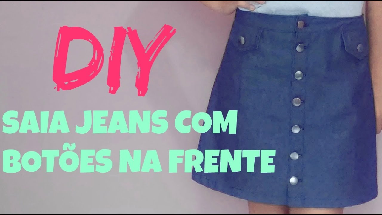 saia com botão na frente jeans