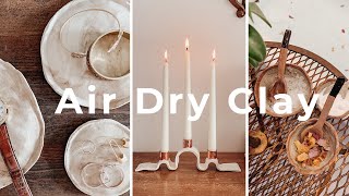 Cute Air Dry Clay DIY Projects | DIY Trinket Tray, DIY Candle Holder, DIY Bowls & Spoons