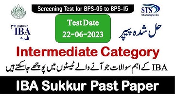 IBA STS Intermediate Category Solved Paper 22 June 2023