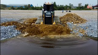 OMG PowerFully! Bulldozer DH17C3 Push Stone Filling Land, Pushing Cleaning Forests Into Flooded Land