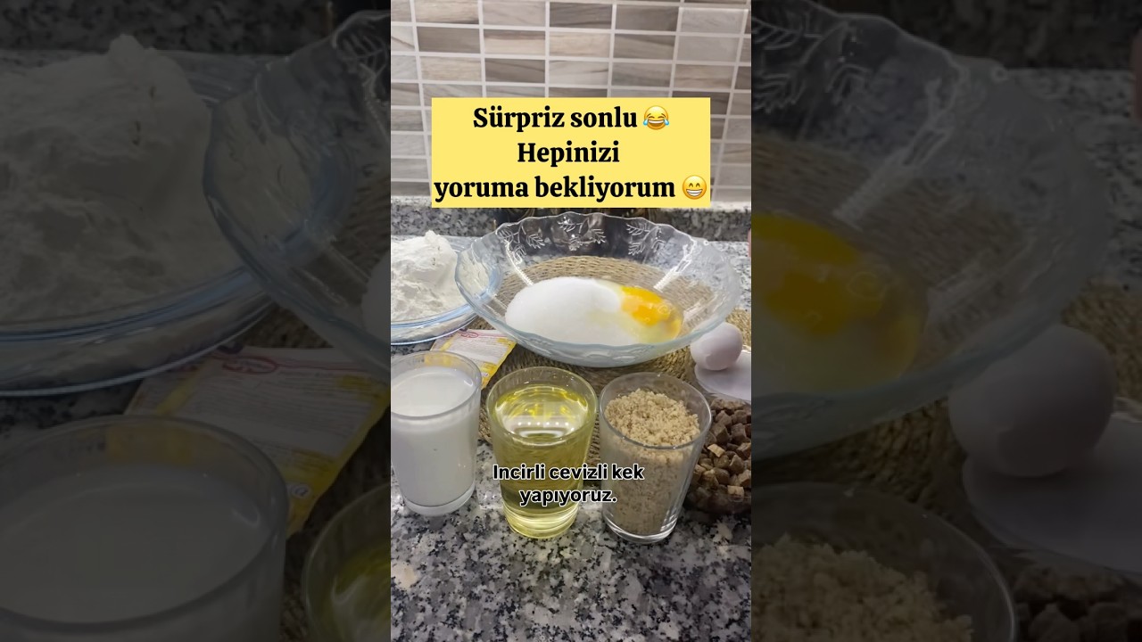 Sürpriz sonlu incirli cevizli kek tarifi 😋☺️ #kek #incirlikek #cevizlikek #yemektarifi