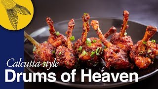 Chicken Lollipop—Drums of Heaven—includes cutting steps—Calcutta Indo-Chinese