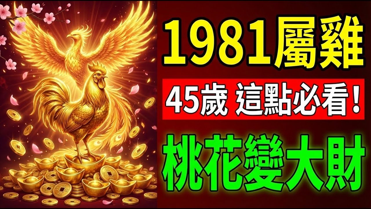 1981年屬雞人，鳳引財星！45歲後你的「桃花運」竟然變成「財運」？這點千萬要利用！