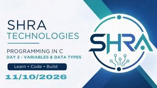 C Programming Class 2 | Variables & Data Types in C | Hinglish | SHRA Technologies