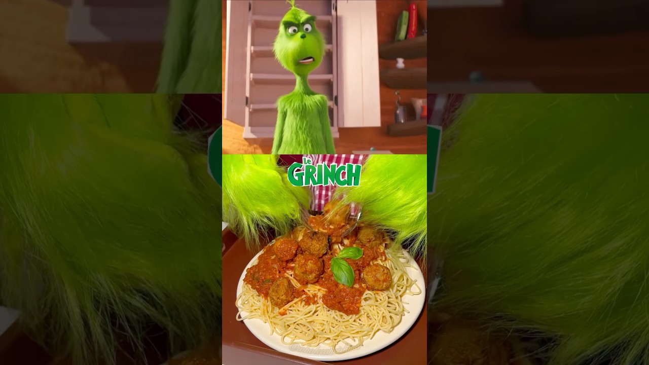 Les spaghetti sauce tomate boulettes du Grinch #holidayswithyoutube