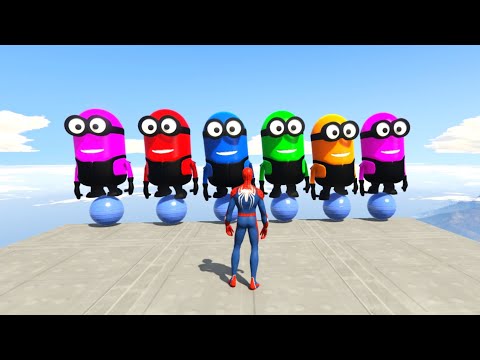 GTA 5 Red Spiderman VS Red/Green Minion! 🤩 Epic Ragdolls & Fails #01