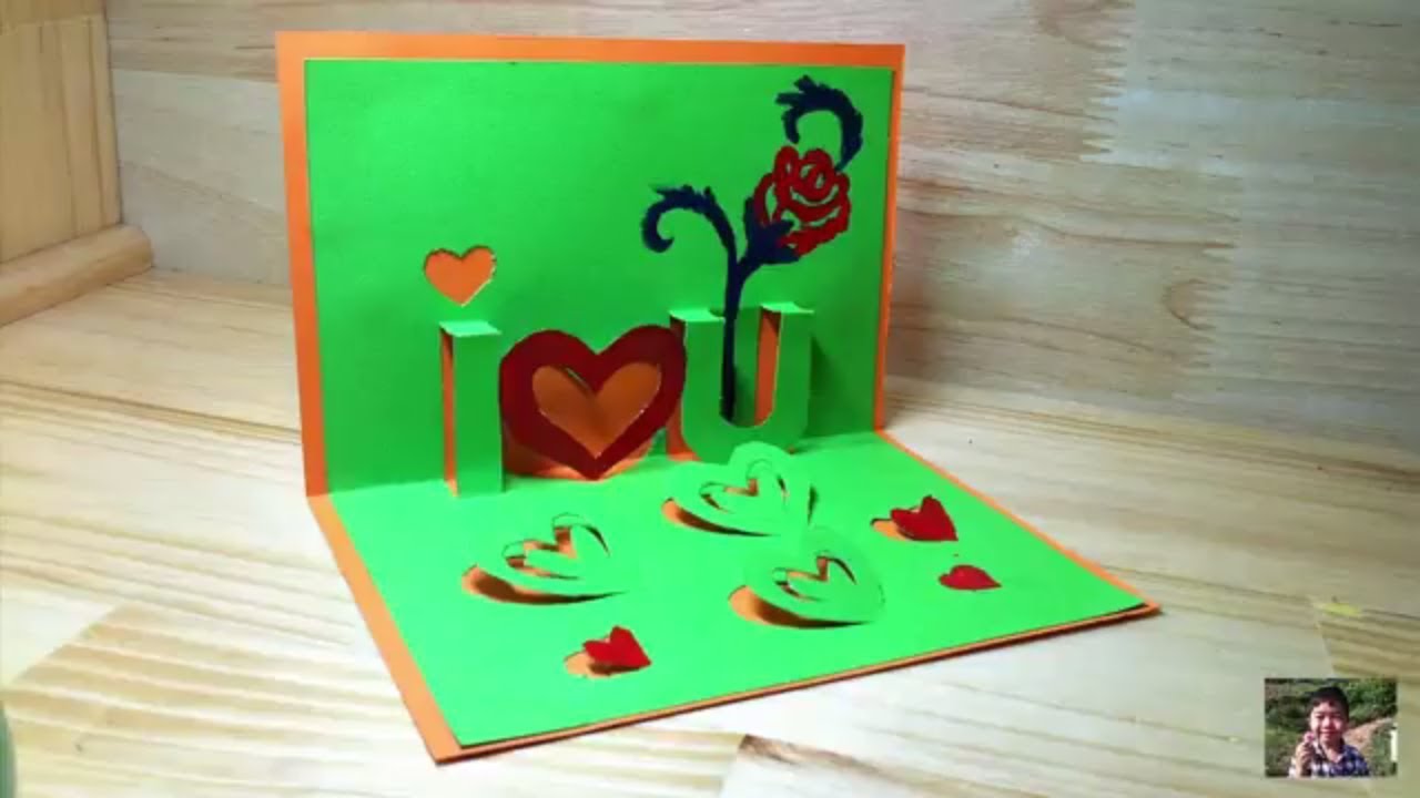 DIY 3D "I love you" Valentine's Day Card for 14/2 - Thiệp 3D- Thiệp cho ...