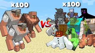 100 MUTANT VILLAGER vs 100 ALL MUTANT CREATURES in Minecraft Mob Battle