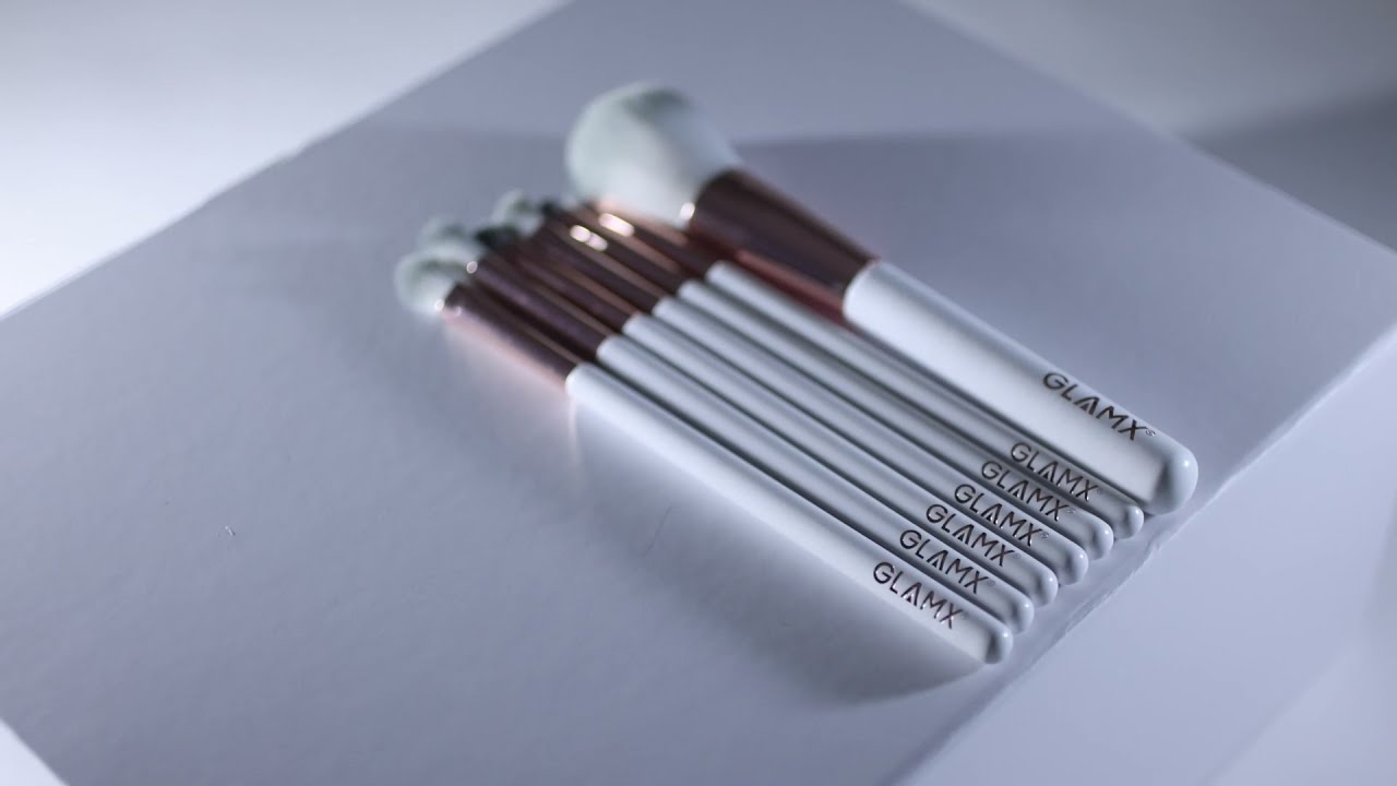 7 Piece Rose Gold And White Makeup Brush Set | GLAMX GX31