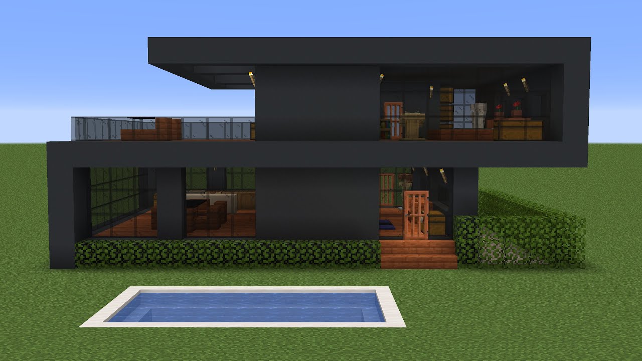 Minecraft - How to build a dark modern house - YouTube