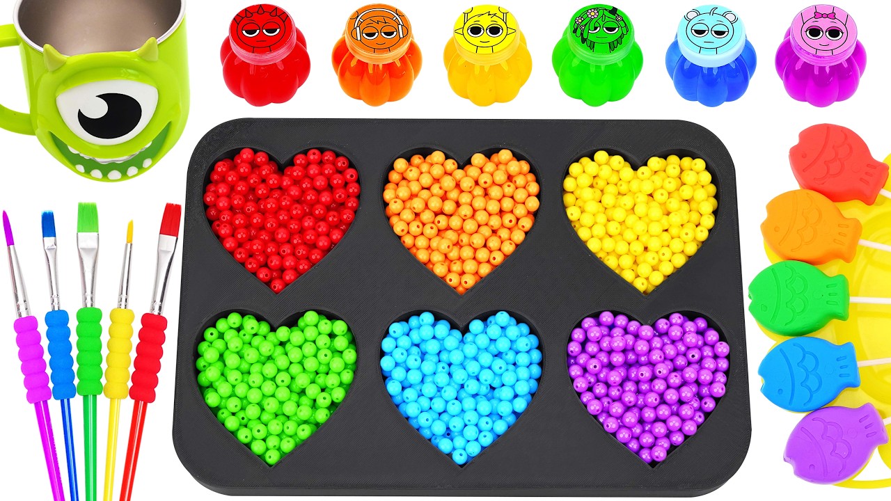 Satisfying Video | Making Giant Slime Hearts Diy Sounds Sprunki Labubu Candy Mixing Candy ASMR