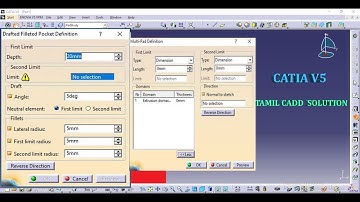 CATIA V5 Drafted Filleted Pad And  Multi Pad - TAMIL