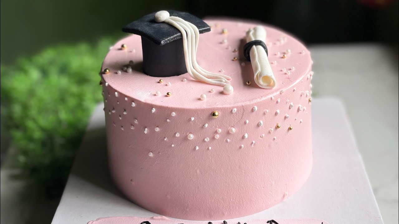 Elegant Graduation Cake Tutorial | Pink Buttercream Cake with Cap & Scroll |