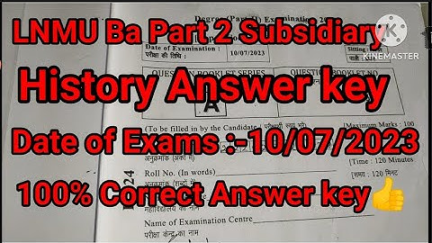 LNMU Part 2 History Subsidiary Answer key 2023 | Ba Part 2 History Subsidiary Solved Question 2023