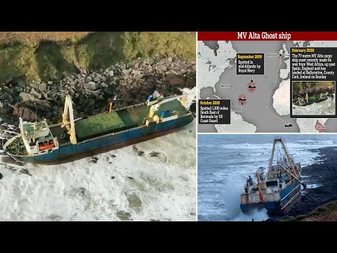 Ghost ship from AFRICA washes up on Irish shore after Storm Dennis