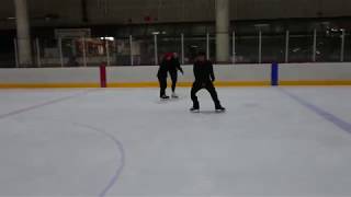 Freestyle ice skating pivot turn/stop