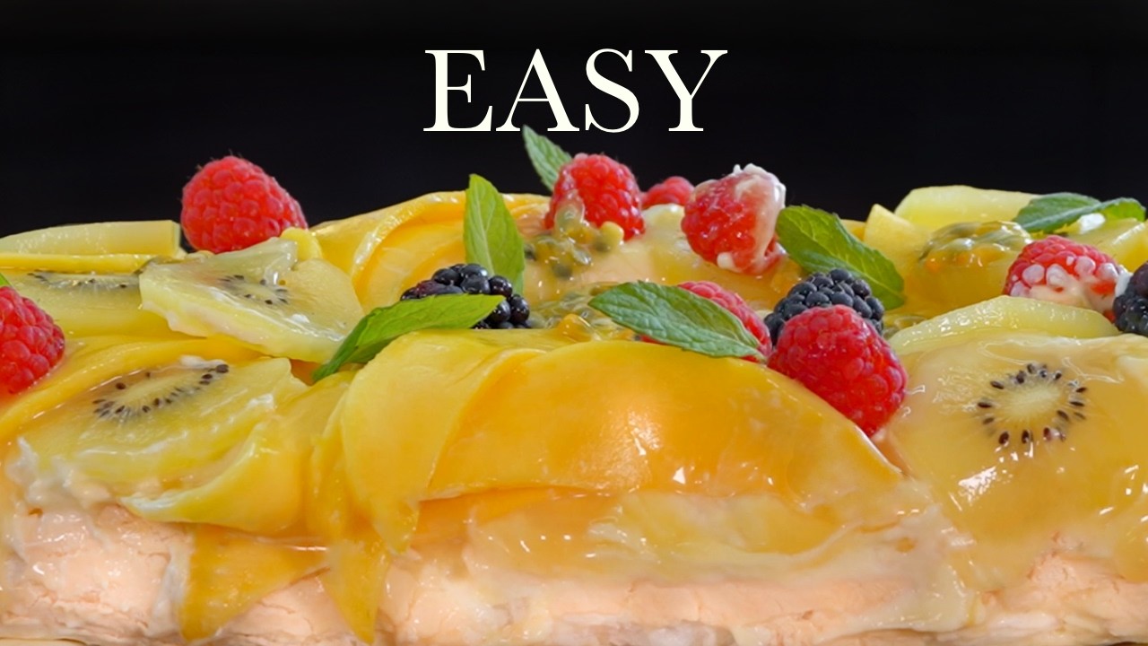 Easy Tropical Pavlova Roll with Mango, Kiwi & Passion Fruit