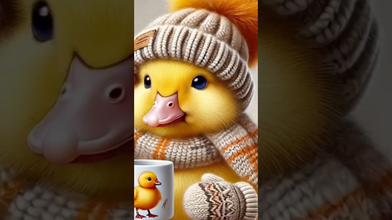 cute duck enjoying tea and song 