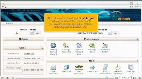 How to create a POP email account in CPANEL - CPANEL Video Tutorials (CPANEL 11)