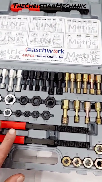 easchwork 49 Piece Thread Chaser Set SAE & Metric Rethreading Kit 