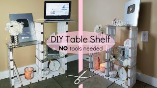 DIY Glass Table Shelf - Organizer - Lots of Storage- Glam Decor - DIY Home Decor - Modern - Budget
