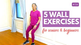 5 Wall Exercises for Seniors, Beginners | Bodyweight Workout at Home