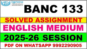 BANC 133 solved assignment 2025-26 in English || banc 133 solved assignment 2026 || banc133 2025-26