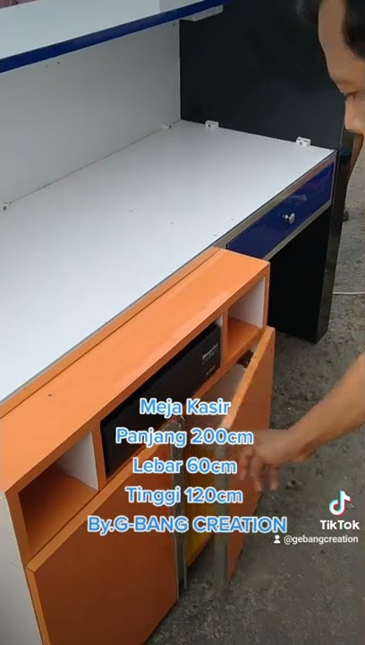 Meja agen BRILink variasi warna biru.oren dan hitam.By.G-BANG INTERIOR