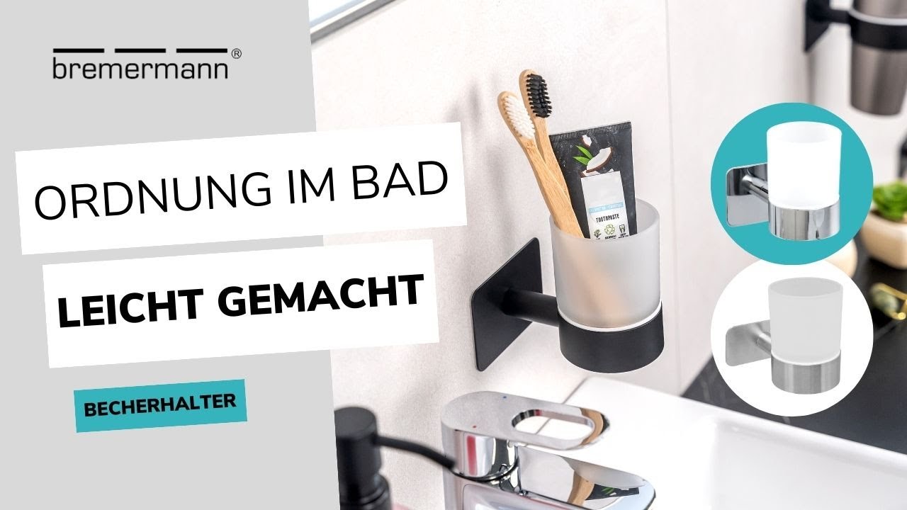 Bremermann Bad-Serie Piazza Black Tape WC-Garnitur - Selbstklebend Mit 3M Klebeband, Schwarz, Kein Bohren Nötig