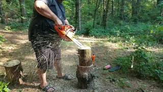 Making a log stove with a chainsaw!