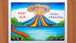 How to Draw Anak Krakatau Volcano Eruption | Pray for Anak Krakatau | Easy Disaster Drawing