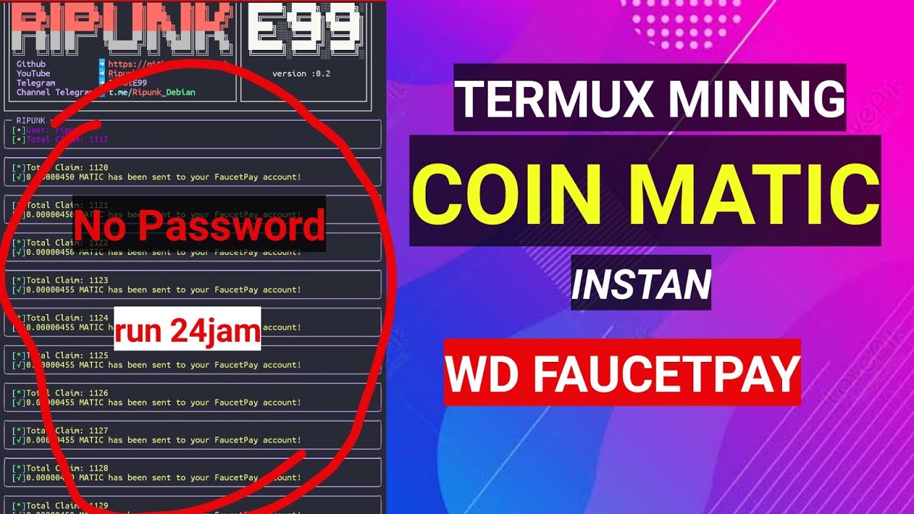 termux Mining Coin Matic Instan Withdraw to FaucetPay - YouTube