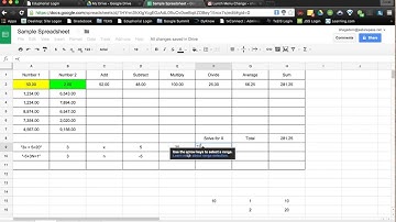 Google Sheets Video #2   Basic Algebra Equation