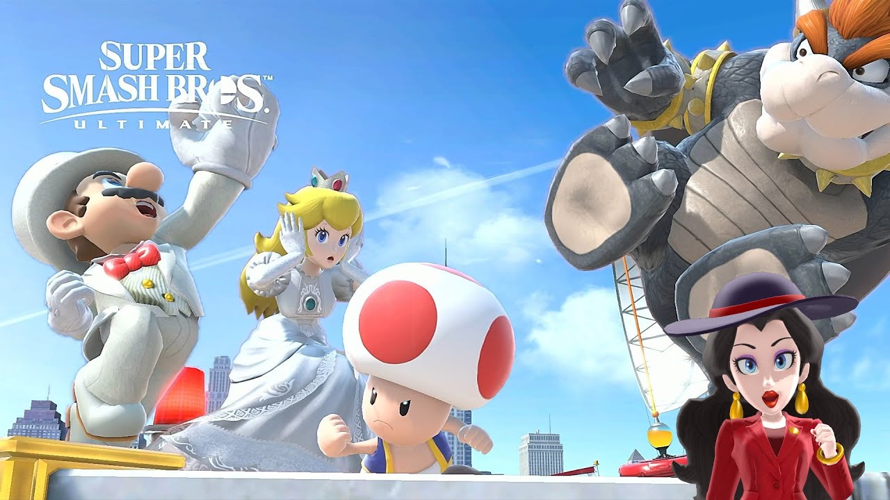 Super Smash Bros Ultimate Peach and Bowser vs Mario at New Donk City ...