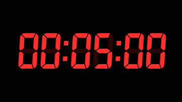 5 Minutes Digital Countdown Timer | Black Background | Red Text | No Sounds