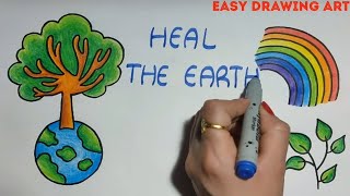 how to write save environment slogan in english || how to make world environment day poster drawing