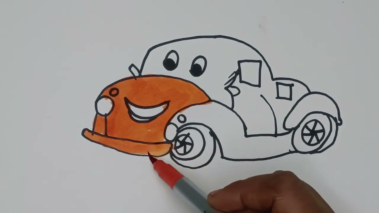 Как нарисовать красивый автомобиль 🚗 🥰❤️ для детей и малышей | Простой рисунок 🚗