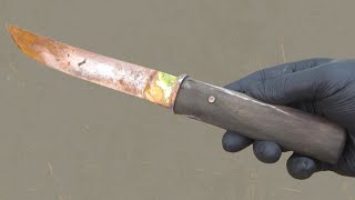 Restoring a Rusty Old Japanese TANTO Knife to Mirror Perfection! 🔪| Antique Knife Restoration