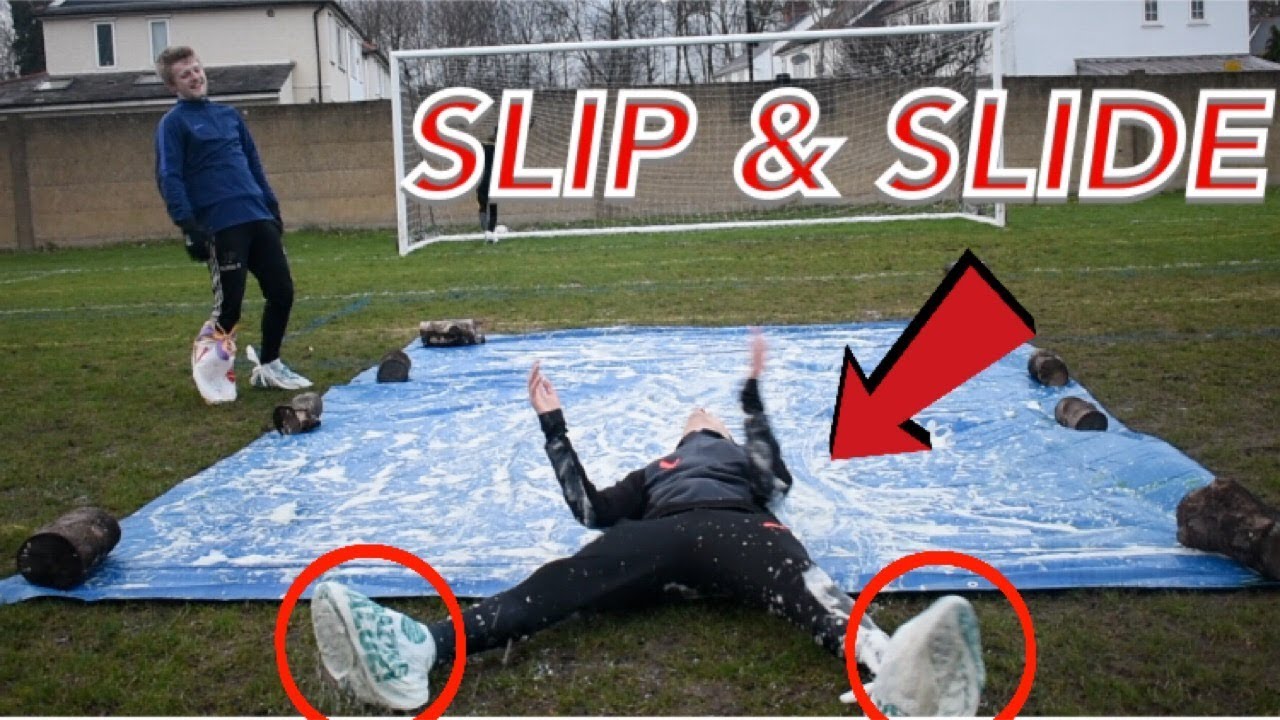 CRAZY SLIP & SLIDE FOOTBALL CHALLENGE! (FUNNY FAILS) YouTube