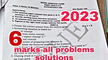 1st puc ACCOUNTANCY model question paper 2023 all 6 marks problems solution { section C }