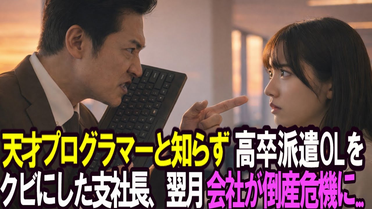天才プログラマーと知らず、高卒派遣OLをクビにした支社長。翌月会社が倒産の危機に....