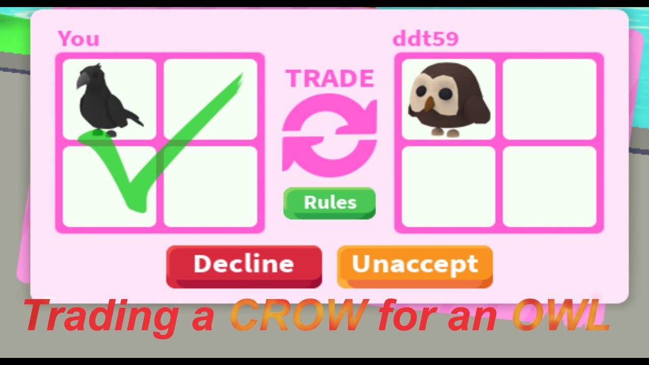 Trading a CROW for a OWLADOPT ME YouTube