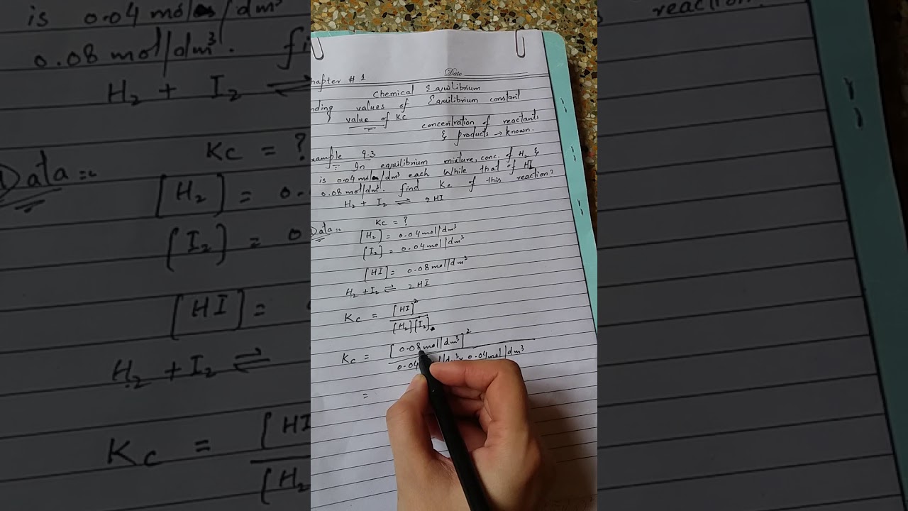 Class 10th.chemistry (finding values of kc) YouTube