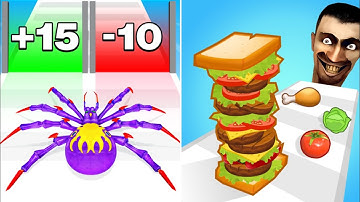 Sandwich Runner VS Anti Spider Run All Levels Speed Run Gameplay Android iOS Ep1