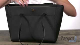 Tory Burch Small Robinson Saffiano Leather Tote - Black