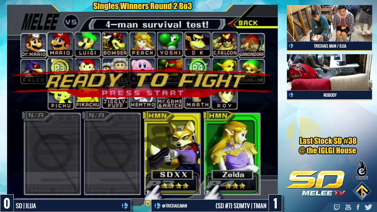Last Stock SD #38 Singles WR2: SDMTV | Trichael Man vs. SD | Ilija - SSBM