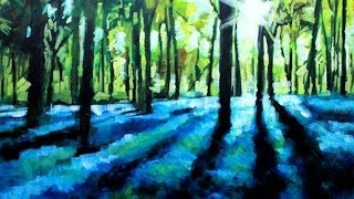 abstract landscape painting canvas paint forest acrylics acrylic landscapes techniques paintings scenery bluebell tutorial forests visit hi