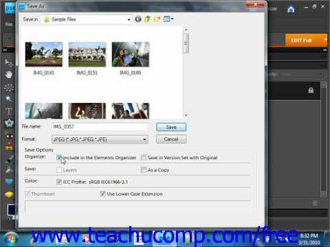 Photoshop Elements 9.0 Tutorial Saving Images Adobe Training Lesson 15.1