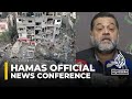 Hamas official giving news conference on latest attacks in Gaza